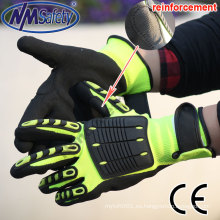 NMSAFETY NEW guantes recubiertos de nitrilo de nylon de alto impacto mecánico